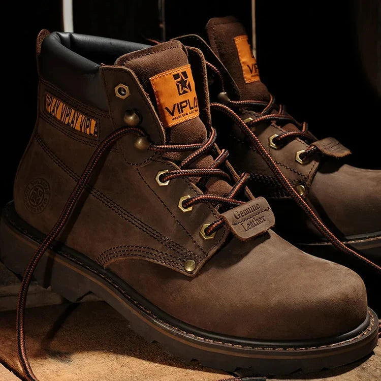 Men’s Genuine Leather Boots – Classic Outdoor, Motorcycle, Casual, Anti-Slip, Western Style