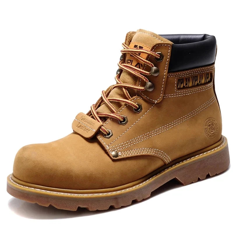 Men’s Genuine Leather Boots – Classic Outdoor, Motorcycle, Casual, Anti-Slip, Western Style