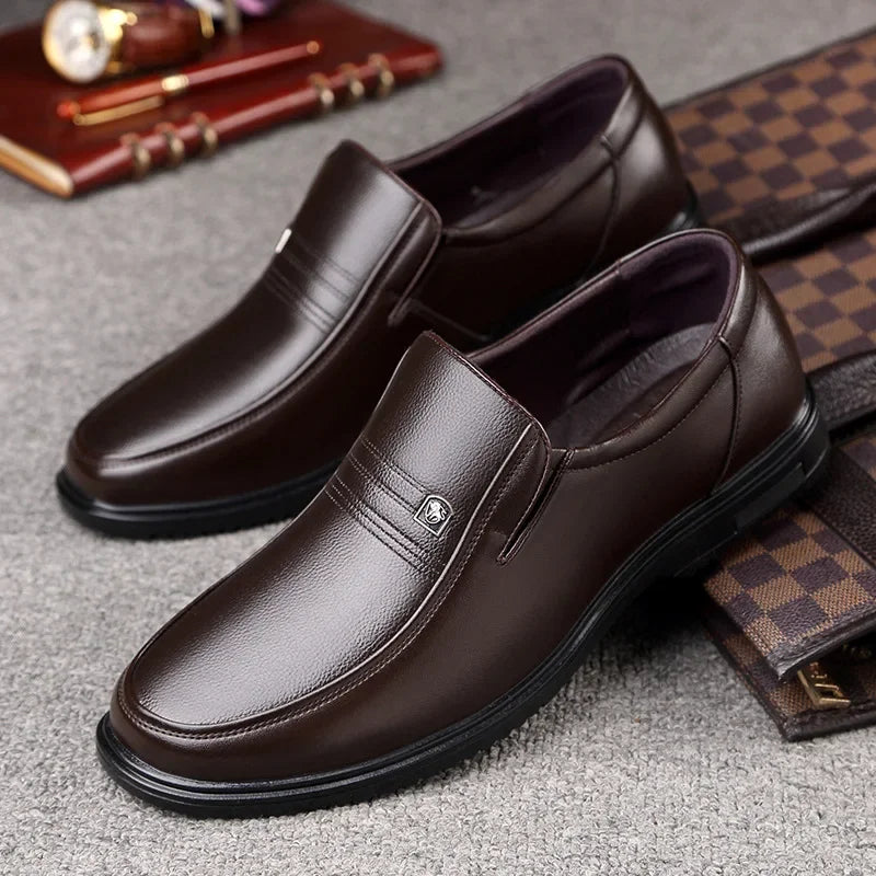 Men’s Genuine Leather Classic Handmade Shoes – Slip On Casual and Dress Shoes, Soft Breathable Leather, Comfortable Men Shoes