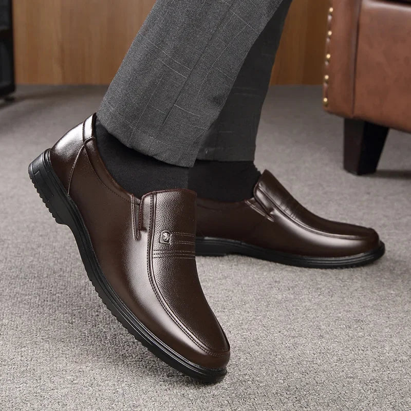 Men’s Genuine Leather Classic Handmade Shoes – Slip On Casual and Dress Shoes, Soft Breathable Leather, Comfortable Men Shoes