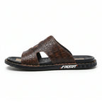 Men’s Genuine Leather Slide Sandals Open-Toe Outdoor Casual Flat Summer Slides