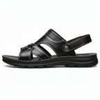 Men’s Genuine Leather Summer Sandals Non-Slip Slip-On Slippers Thick Sole Comfortable Casual Outdoor Shoes