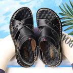 Men’s Genuine Leather Summer Sandals Non-Slip Slip-On Slippers Thick Sole Comfortable Casual Outdoor Shoes