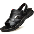 Men’s Genuine Leather Summer Sandals Non-Slip Slip-On Slippers Thick Sole Comfortable Casual Outdoor Shoes