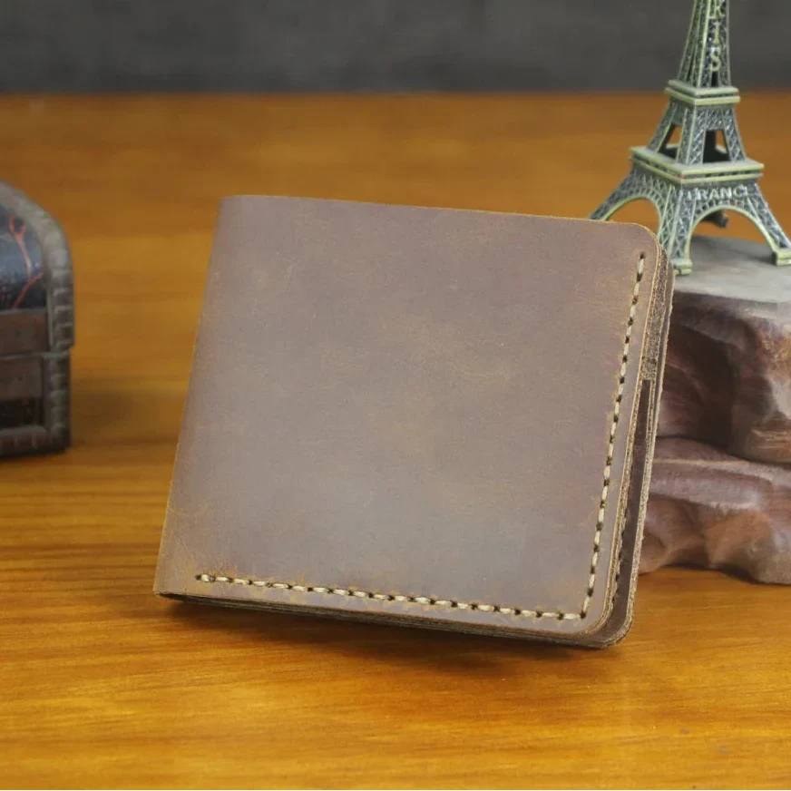 Men’s Genuine Leather Wallet – Handmade Vintage Design, Money Clip, Coin Pocket & Multi-Card Holder