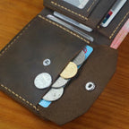 Men’s Genuine Leather Wallet – Handmade Vintage Design, Money Clip, Coin Pocket & Multi-Card Holder