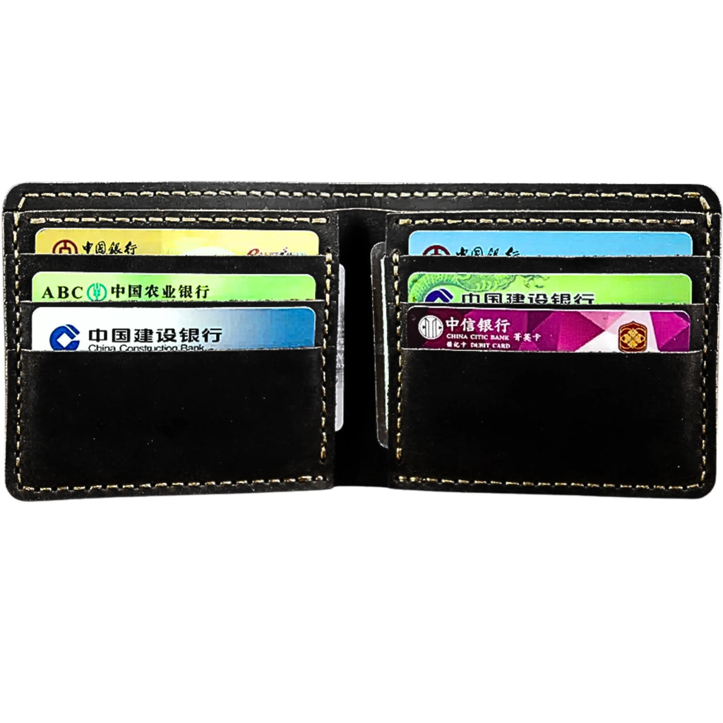 Men’s Genuine Leather Wallet – Handmade Vintage Design, Money Clip, Coin Pocket & Multi-Card Holder