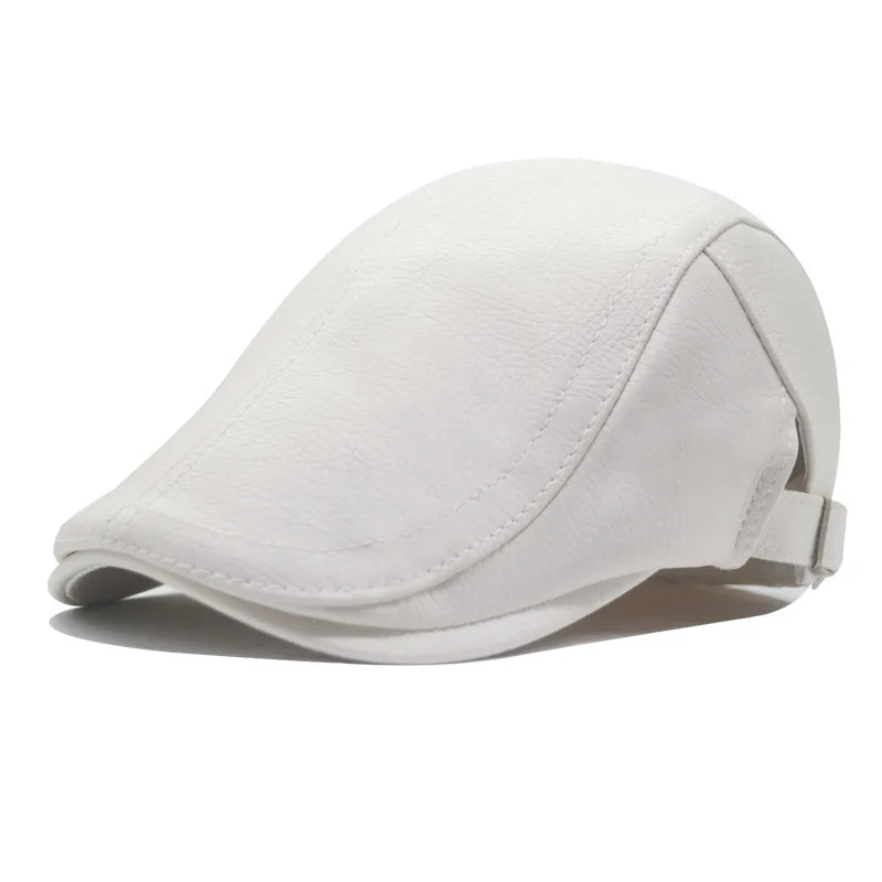 Men’s Imitation Sheepskin Leather Beret – Classic Retro Literary Style Hat