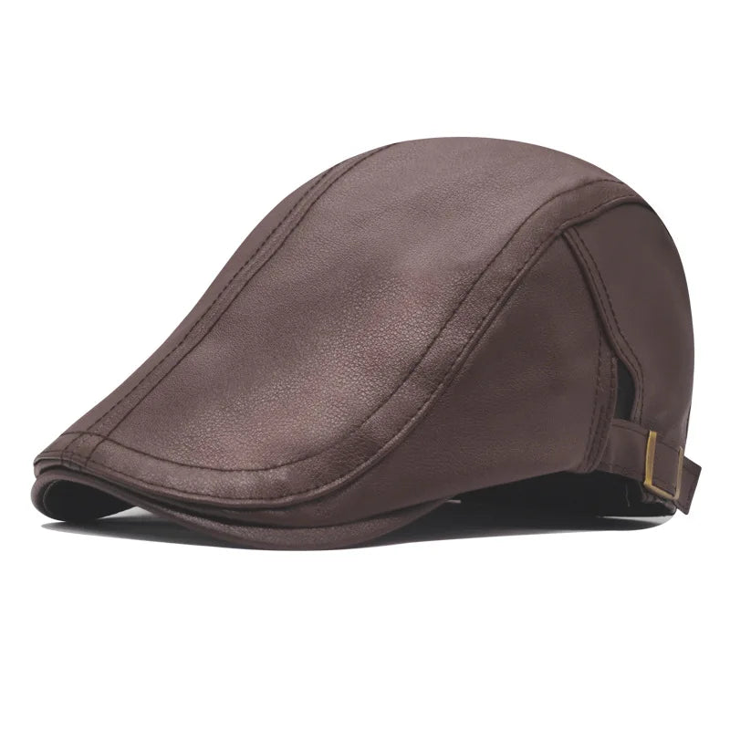 Men’s Imitation Sheepskin Leather Beret – Classic Retro Literary Style Hat