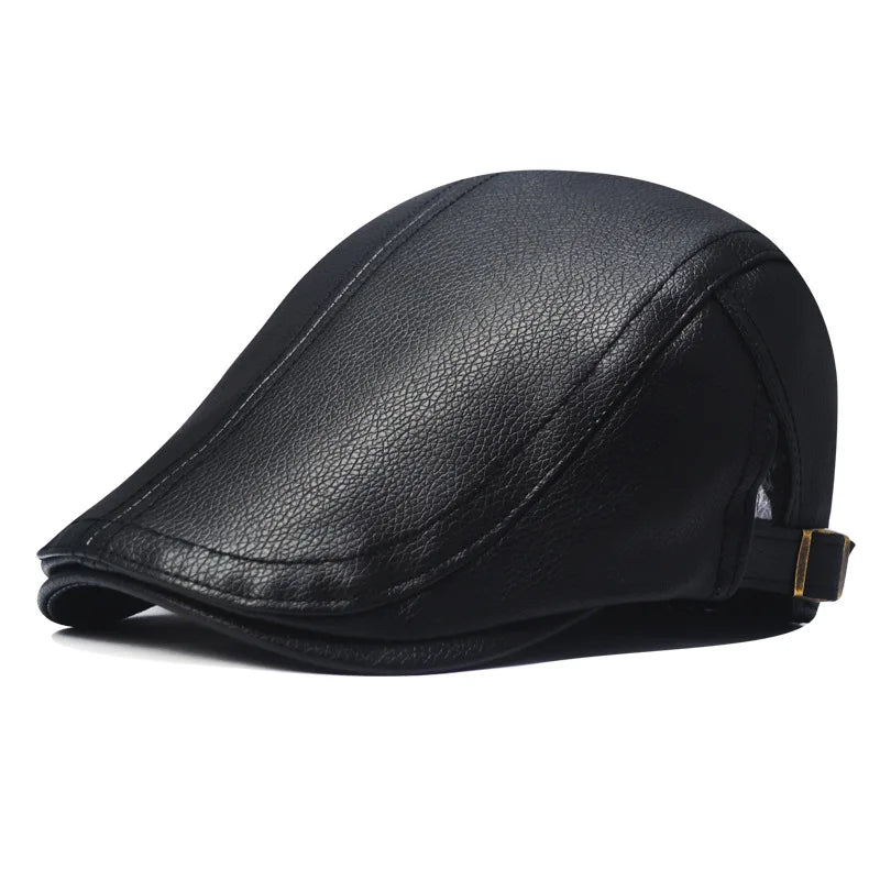 Men’s Imitation Sheepskin Leather Beret – Classic Retro Literary Style Hat