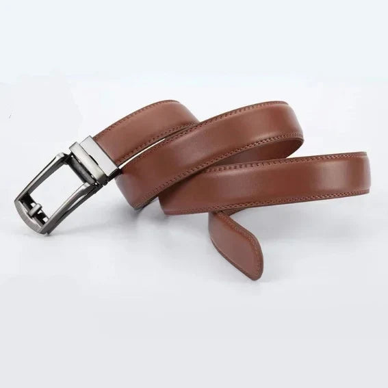 Men’s Leather Belt – Classic Business Cowhide Belt with Alloy Automatic Buckle, Two-Layer Durable Design, Versatile Fashion Accessory