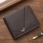 Men’s Leather Bifold Wallet – Short Design, Multiple Card & ID Holder, Casual Business Style
