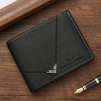 Men’s Leather Bifold Wallet – Short Design, Multiple Card & ID Holder, Casual Business Style