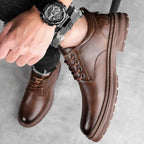 Men's Casual Leather Boots – Trendy Designer Platform Shoes, Breathable Business Footwear