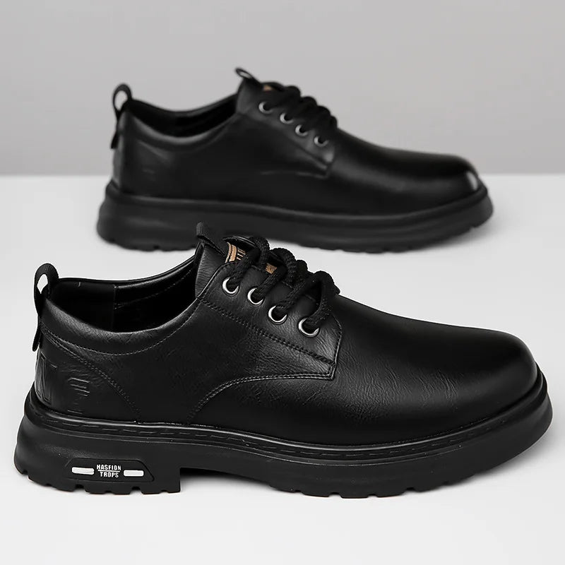 Men's Casual Leather Boots – Trendy Designer Platform Shoes, Breathable Business Footwear
