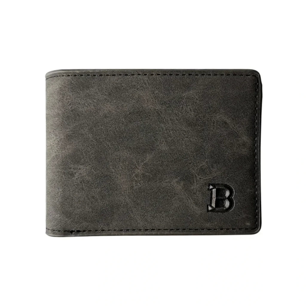 Men’s Leather Wallet with Zipper Coin Pocket – Minimalist Short Card Holder Business Design