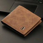 Men’s Leather Wallet with Zipper Coin Pocket – Minimalist Short Card Holder Business Design