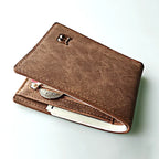 Men’s Leather Wallet with Zipper Coin Pocket – Minimalist Short Card Holder Business Design