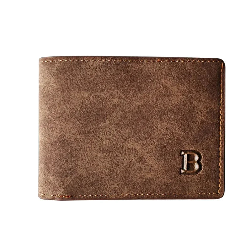 Men’s Leather Wallet with Zipper Coin Pocket – Minimalist Short Card Holder Business Design