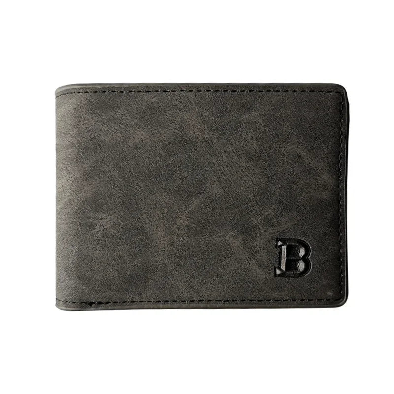 Men’s Leather Wallet with Zipper Coin Pocket – Minimalist Short Card Holder Business Design