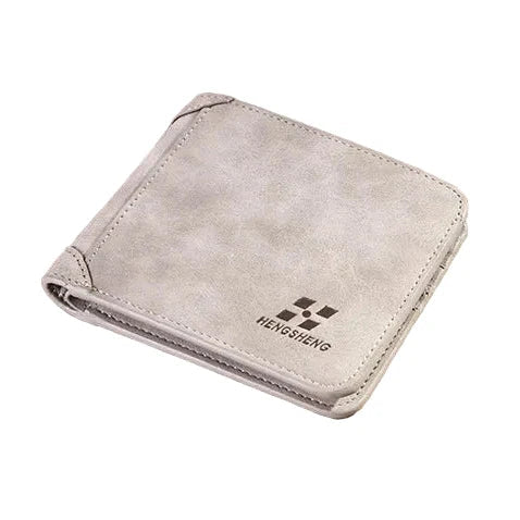 Men’s Leather Wallet – Foldable Credit Card and ID Holder, Photo Holder, Short Vintage Purse