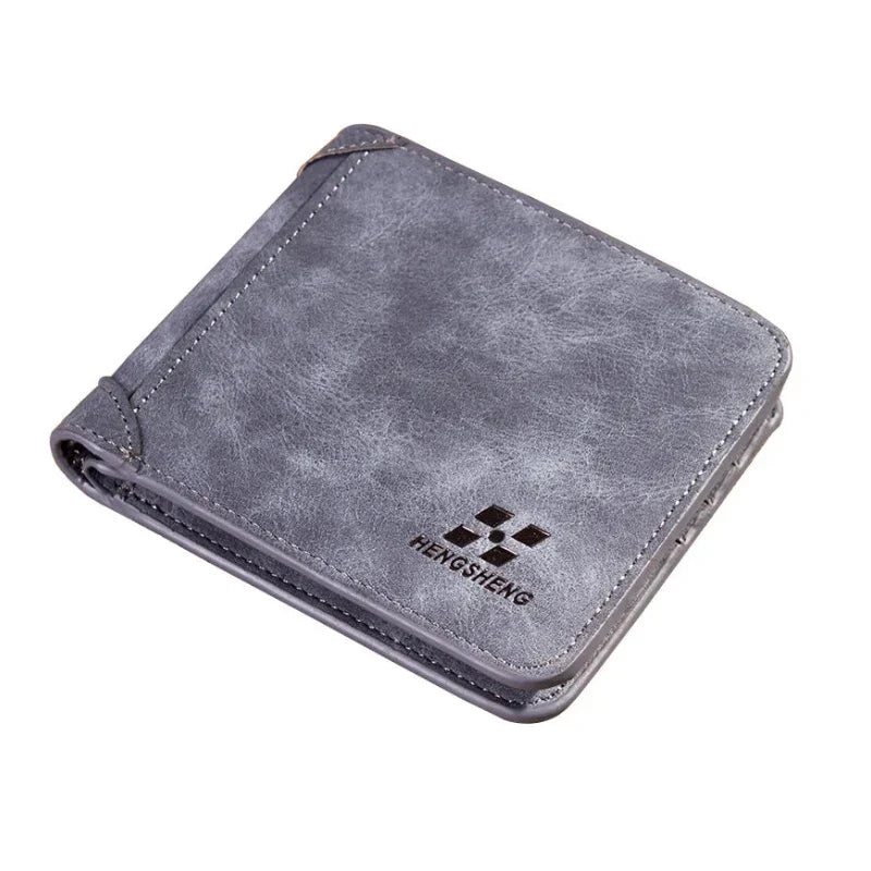 Men’s Leather Wallet – Foldable Credit Card and ID Holder, Photo Holder, Short Vintage Purse