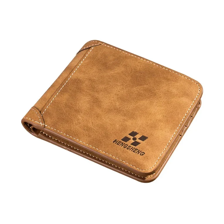 Men’s Leather Wallet – Foldable Credit Card and ID Holder, Photo Holder, Short Vintage Purse