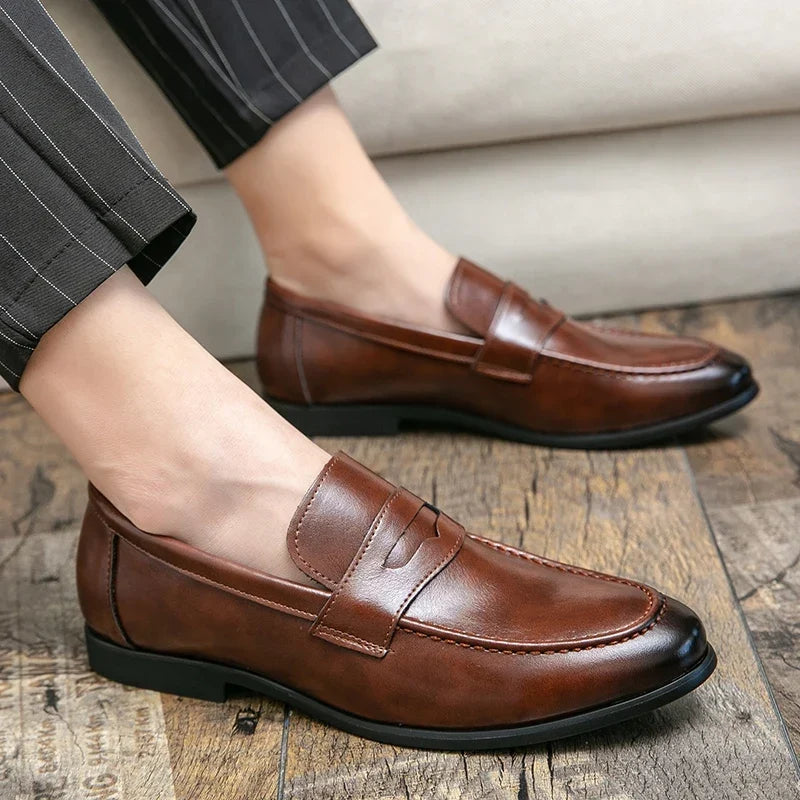 Men’s Leather Loafers, Elegant Casual and Formal Shoes Comfortable for Business, Parties, and Everyday Wear
