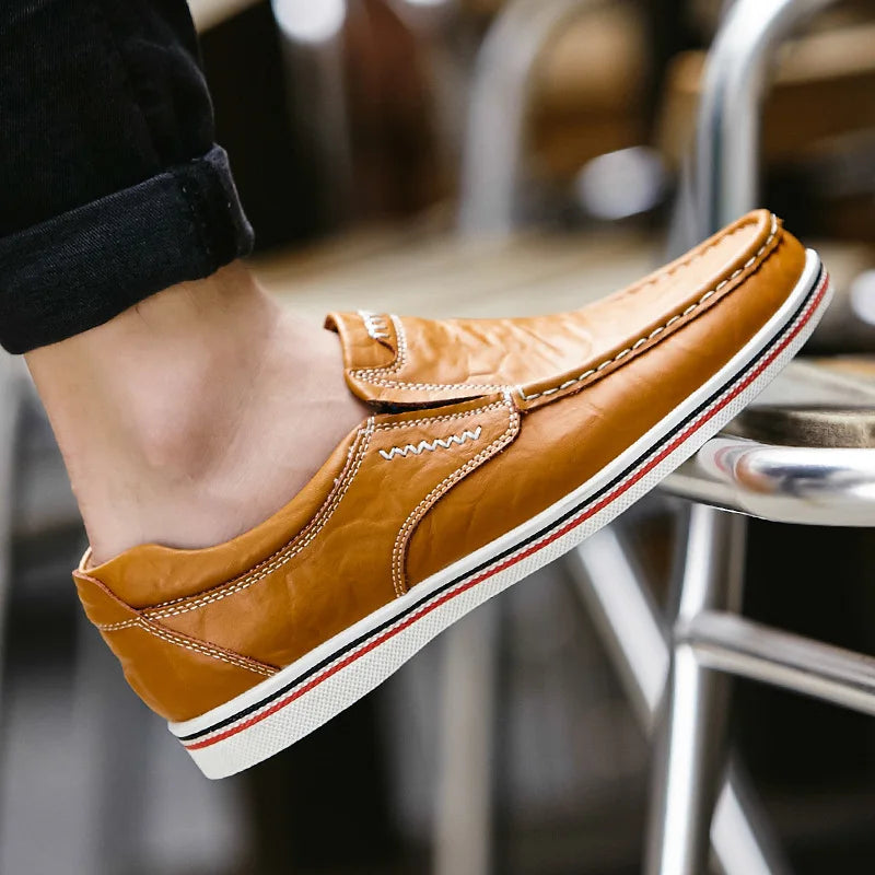 Men’s Leather Loafers – Casual & Party Driving Flats, Genuine Leather Business and Office Shoes