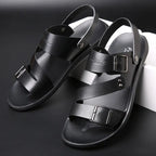 Men’s Leather Sandal with Open Toe – Comfortable Casual Beach Shoe