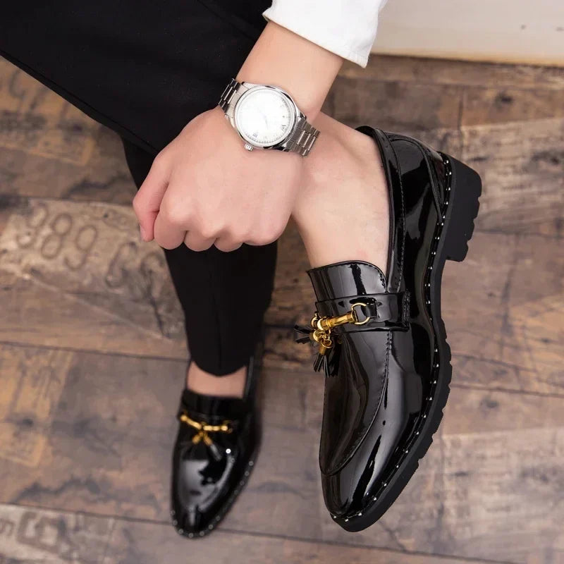 Men’s Leather Tassel Loafers, Elegant Casual Slip-On Shoes Comfortable for Everyday and Social Wear