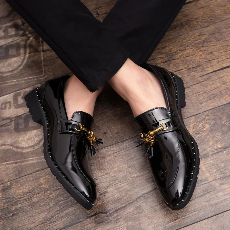 Men’s Leather Tassel Loafers, Elegant Casual Slip-On Shoes Comfortable for Everyday and Social Wear