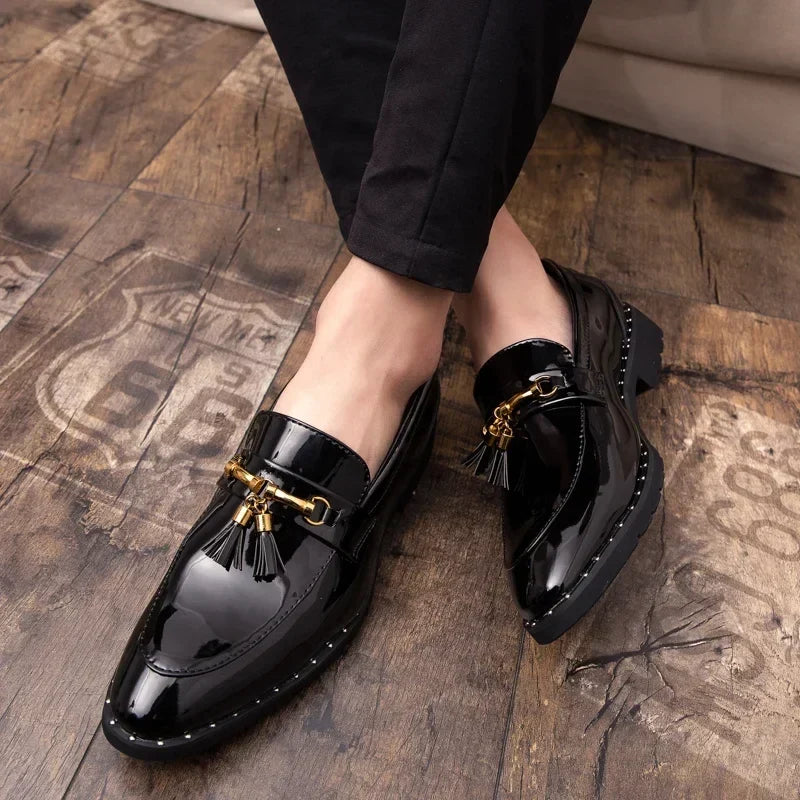 Men’s Leather Tassel Loafers, Elegant Casual Slip-On Shoes Comfortable for Everyday and Social Wear
