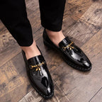 Men’s Leather Tassel Loafers, Elegant Casual Slip-On Shoes Comfortable for Everyday and Social Wear