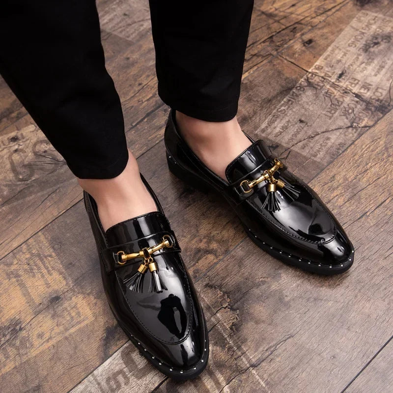 Men’s Leather Tassel Loafers, Elegant Casual Slip-On Shoes Comfortable for Everyday and Social Wear