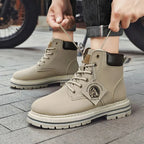 Men’s Leather High-Top Boots – Fashion Motorcycle Ankle Boots, Winter & Spring Casual Lace-Up Footwear
