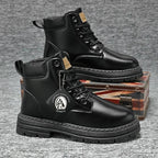 Men’s Leather High-Top Boots – Fashion Motorcycle Ankle Boots, Winter & Spring Casual Lace-Up Footwear
