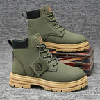Men’s Leather High-Top Boots – Fashion Motorcycle Ankle Boots, Winter & Spring Casual Lace-Up Footwear