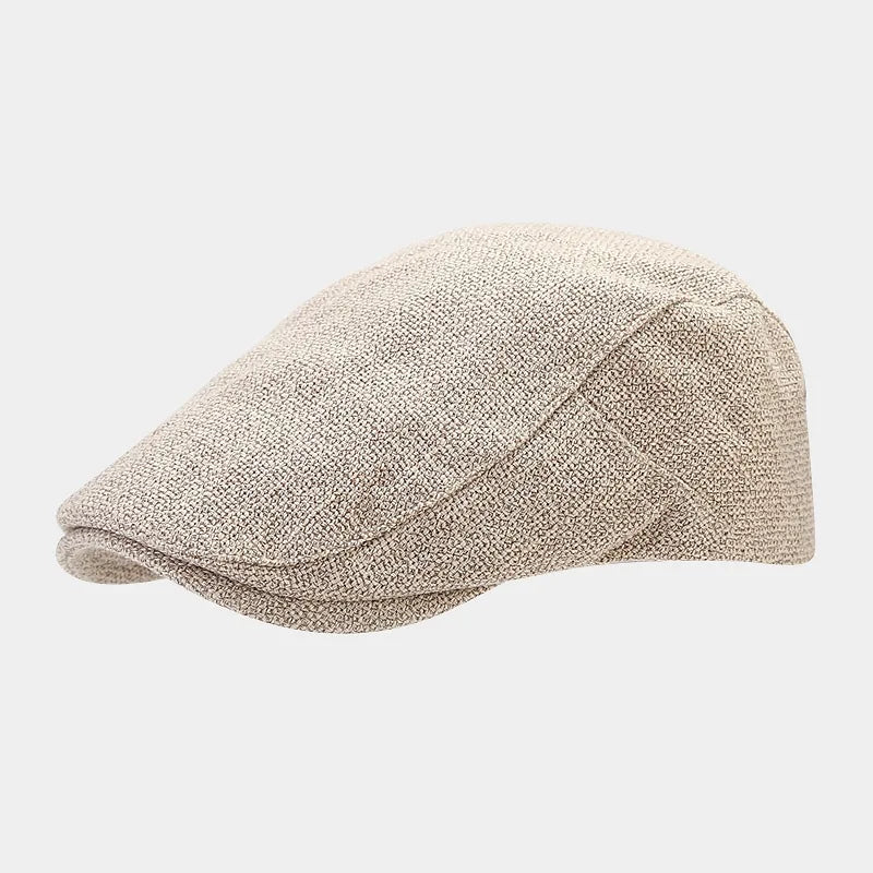 Men’s Summer Linen Beret – Adjustable Breathable Vintage Solid Color Duckbill Style