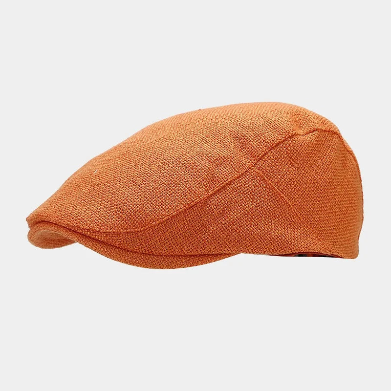Men’s Summer Linen Beret – Adjustable Breathable Vintage Solid Color Duckbill Style