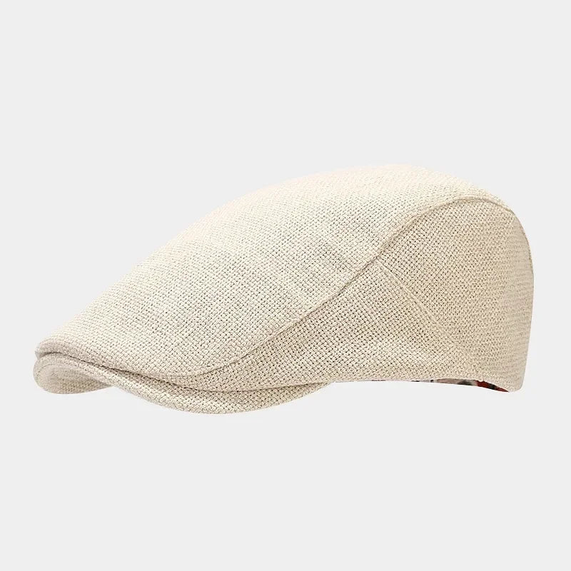 Men’s Summer Linen Beret – Adjustable Breathable Vintage Solid Color Duckbill Style