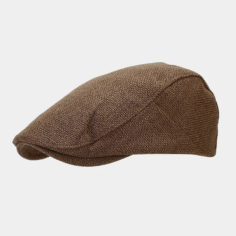Men’s Summer Linen Beret – Adjustable Breathable Vintage Solid Color Duckbill Style