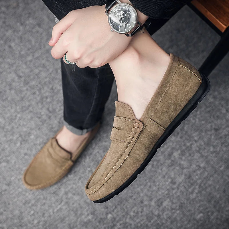 Men’s Casual Suede Loafers – Soft Driving Loafers, High-Quality Flats for Walking, Spring Shoes