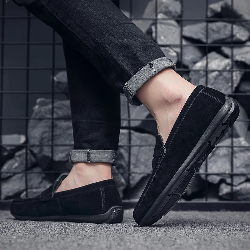 Men’s Casual Suede Loafers – Soft Driving Loafers, High-Quality Flats for Walking, Spring Shoes