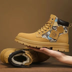 Men’s Low-Top Leather Boots – Motorcycle Style, Comfortable Casual and Outdoor Lace-Up Boots