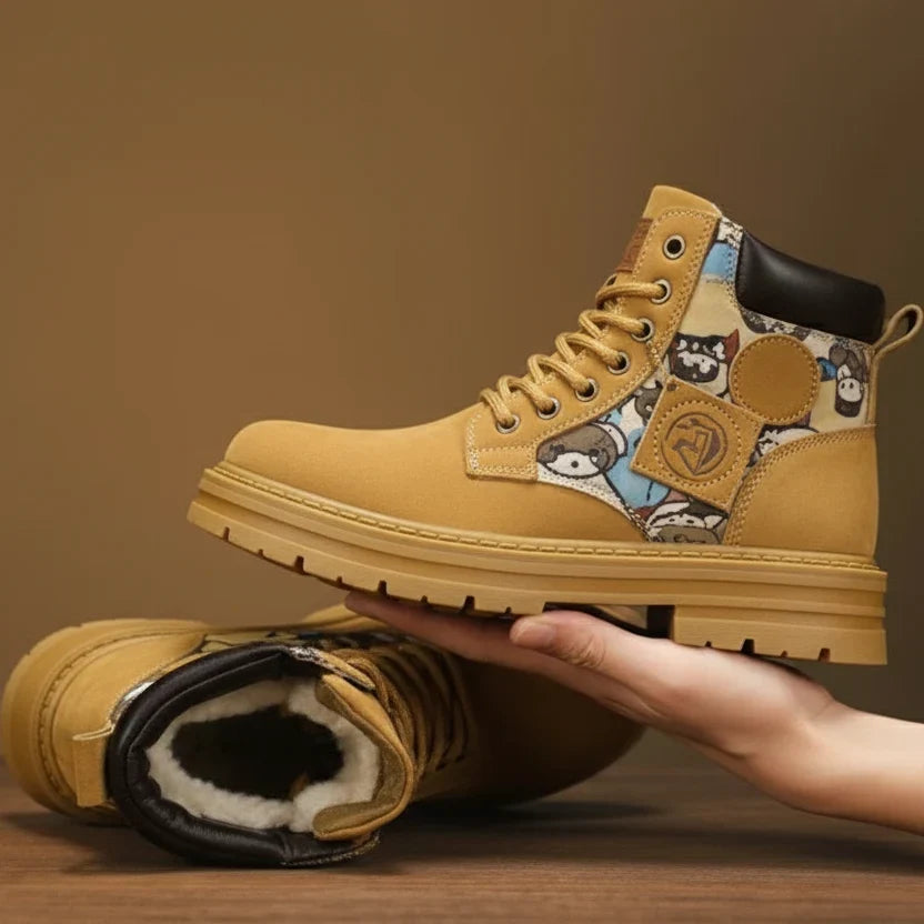 Men’s Low-Top Leather Boots – Motorcycle Style, Comfortable Casual and Outdoor Lace-Up Boots