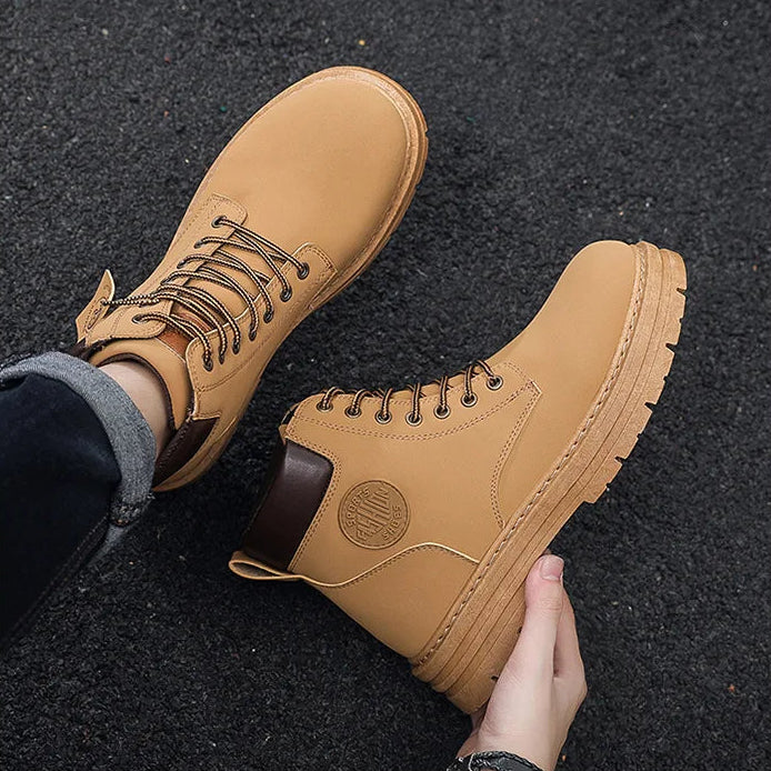 Men’s Low-Top Leather Boots – Fashion Motorcycle, Casual and Outdoor, Autumn