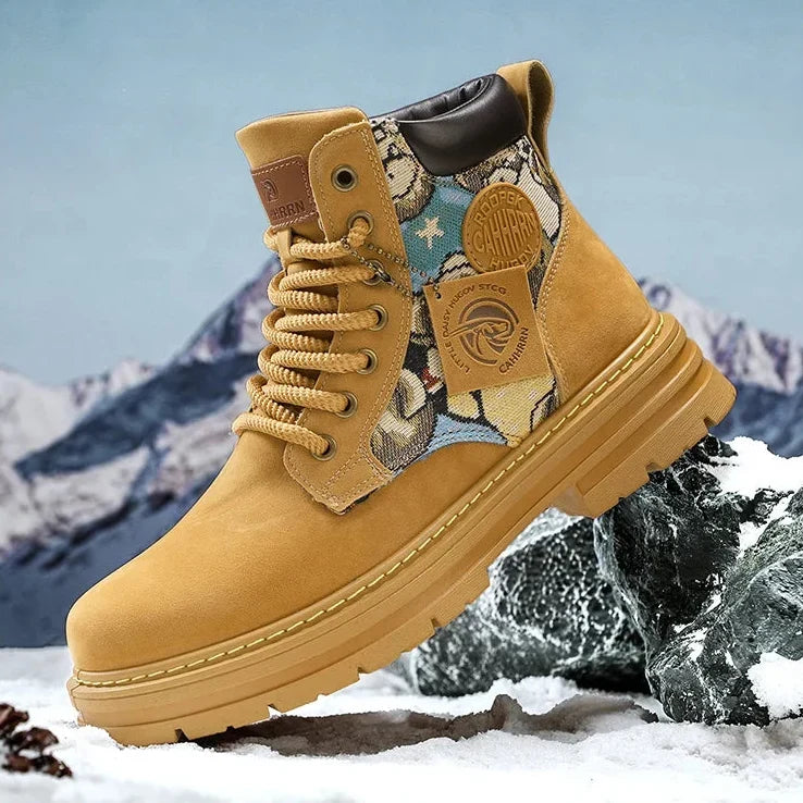 Men’s Low-Top Leather Boots – Motorcycle Style, Comfortable Casual and Outdoor Lace-Up Boots