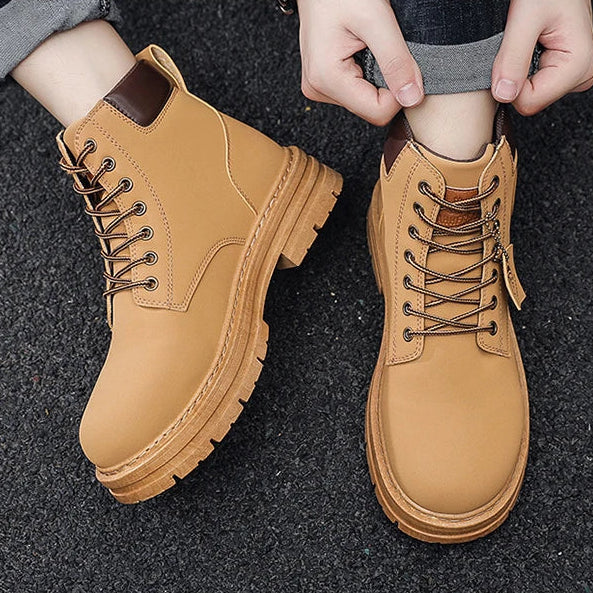Men’s Low-Top Leather Boots – Fashion Motorcycle, Casual and Outdoor, Autumn