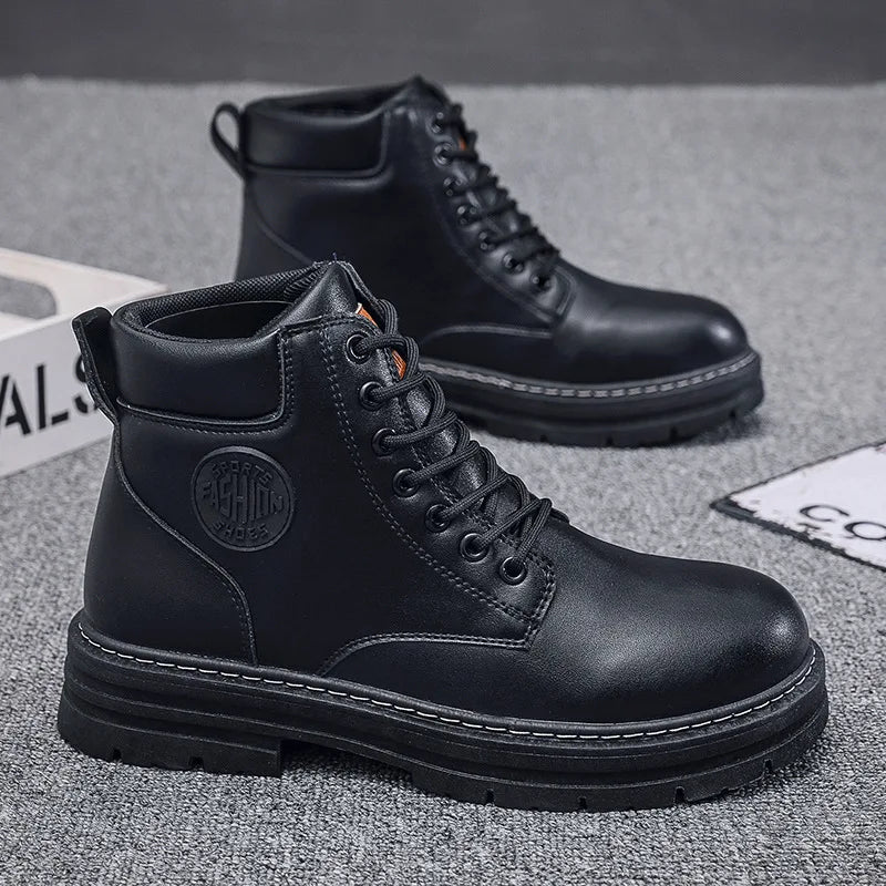 Men’s Low-Top Leather Boots – Fashion Motorcycle, Casual and Outdoor, Autumn